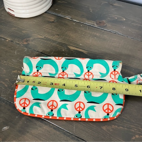 Bungalow 360 Vegan Natural Canvas Wristlet Seal Peace Sign Print Colorful Boho - Picture 6 of 7